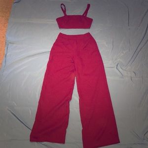 High waist wide leg pant and matching bralett